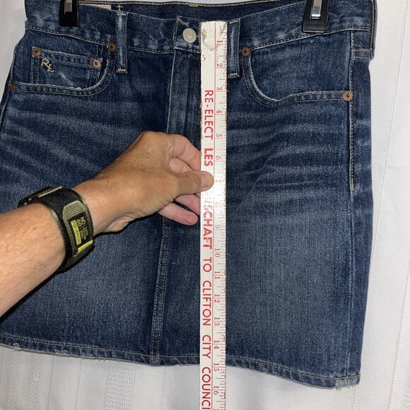 Polo Boho Western Denim Skirt Short Mini Dark Wash Size 4, Waist 30” Length 15” - Picture 4 of 11